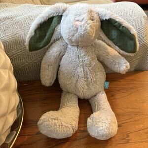 Manhattan Toy Co Gray Bunny Rabbit Plush Green Blue Dot Ears Stuffed Animal 15"